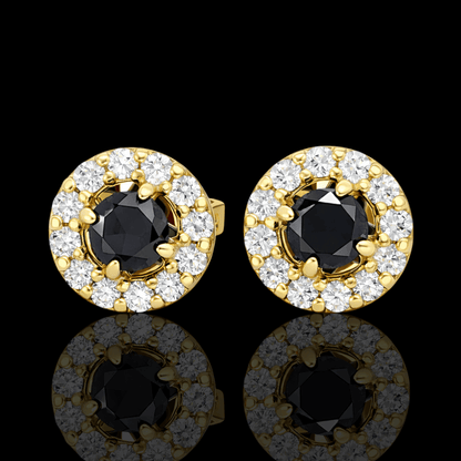 Geltono aukso auskarai su juodais deimantais