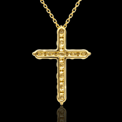 Geltono aukso kryžiukas su deimantais - 2.6mm