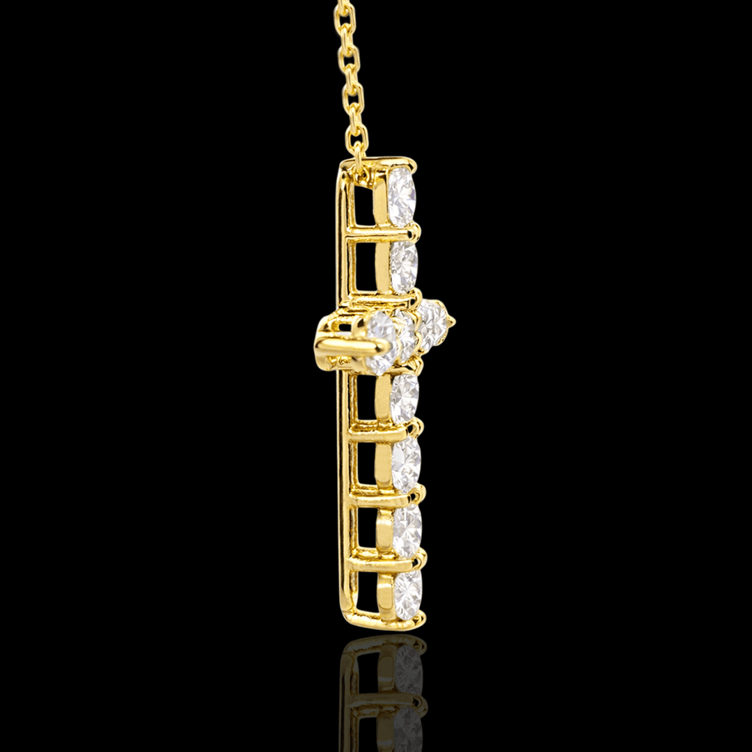 Geltono aukso kryžiukas su deimantais - 2.6mm