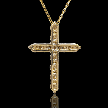 Geltono aukso kryžiukas su deimantais - 2.6mm