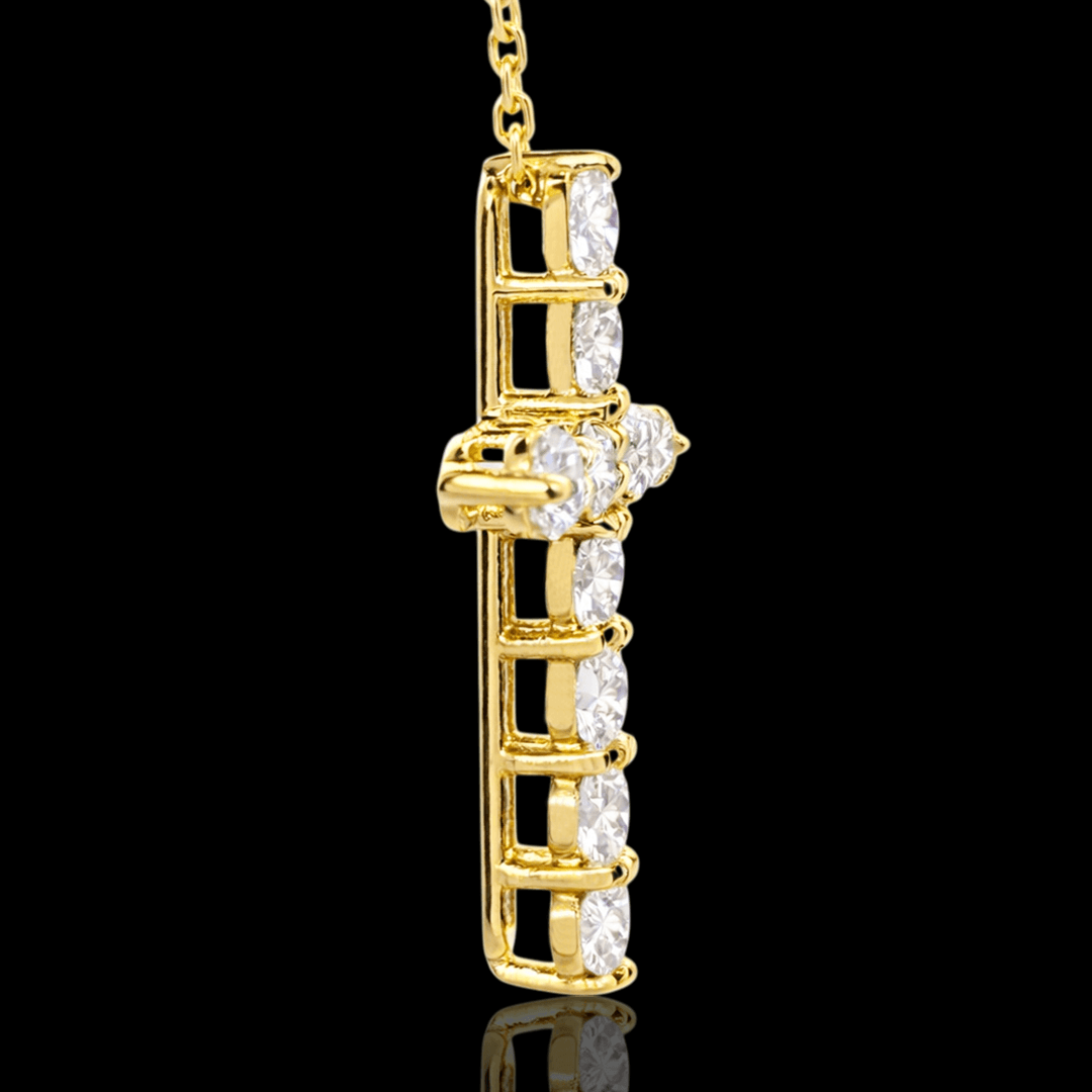 Geltono aukso kryžiukas su deimantais - 3.5mm