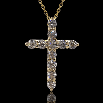 Geltonas aukso kryžiukas su deimantais - 3mm