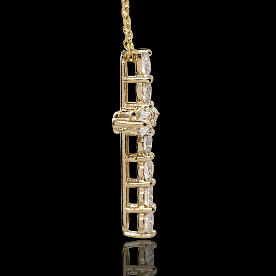 Geltonas aukso kryžiukas su deimantais - 3mm