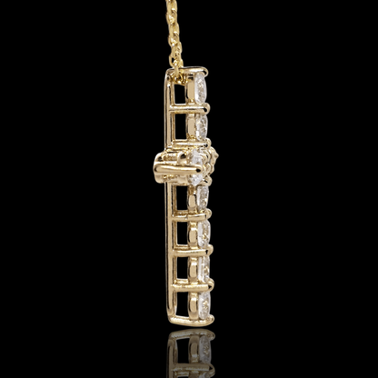 Geltonas aukso kryžiukas su deimantais - 3mm