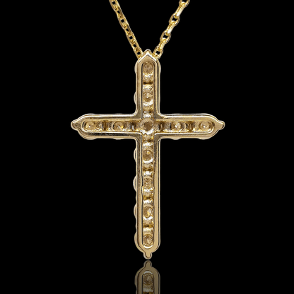 Geltonas aukso kryžiukas su deimantais - 3mm