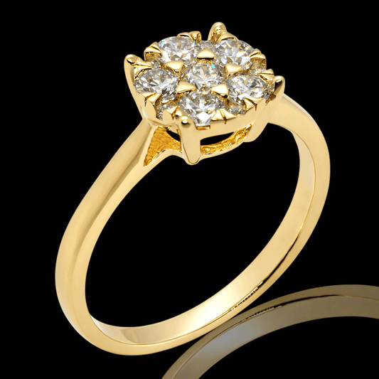 Geltono aukso sužadėtuvių žiedas su deimantais