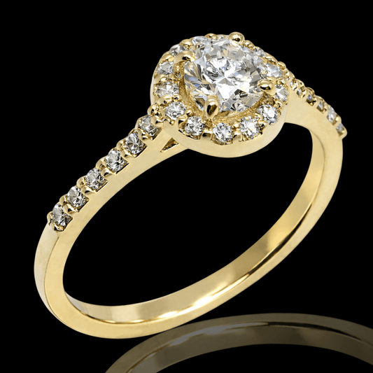 Geltono aukso žiedas su deimantais