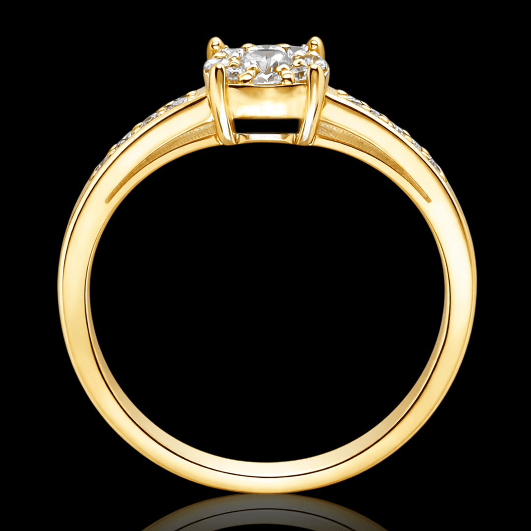 Geltono aukso žiedas su briliantais