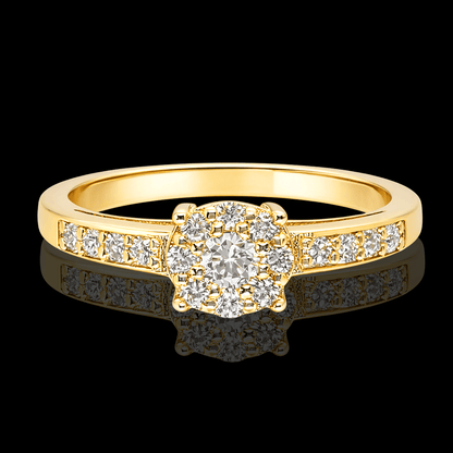 Geltono aukso žiedas su briliantais