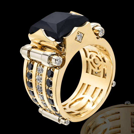 Vyriškas auksinis žiedas su briliantais