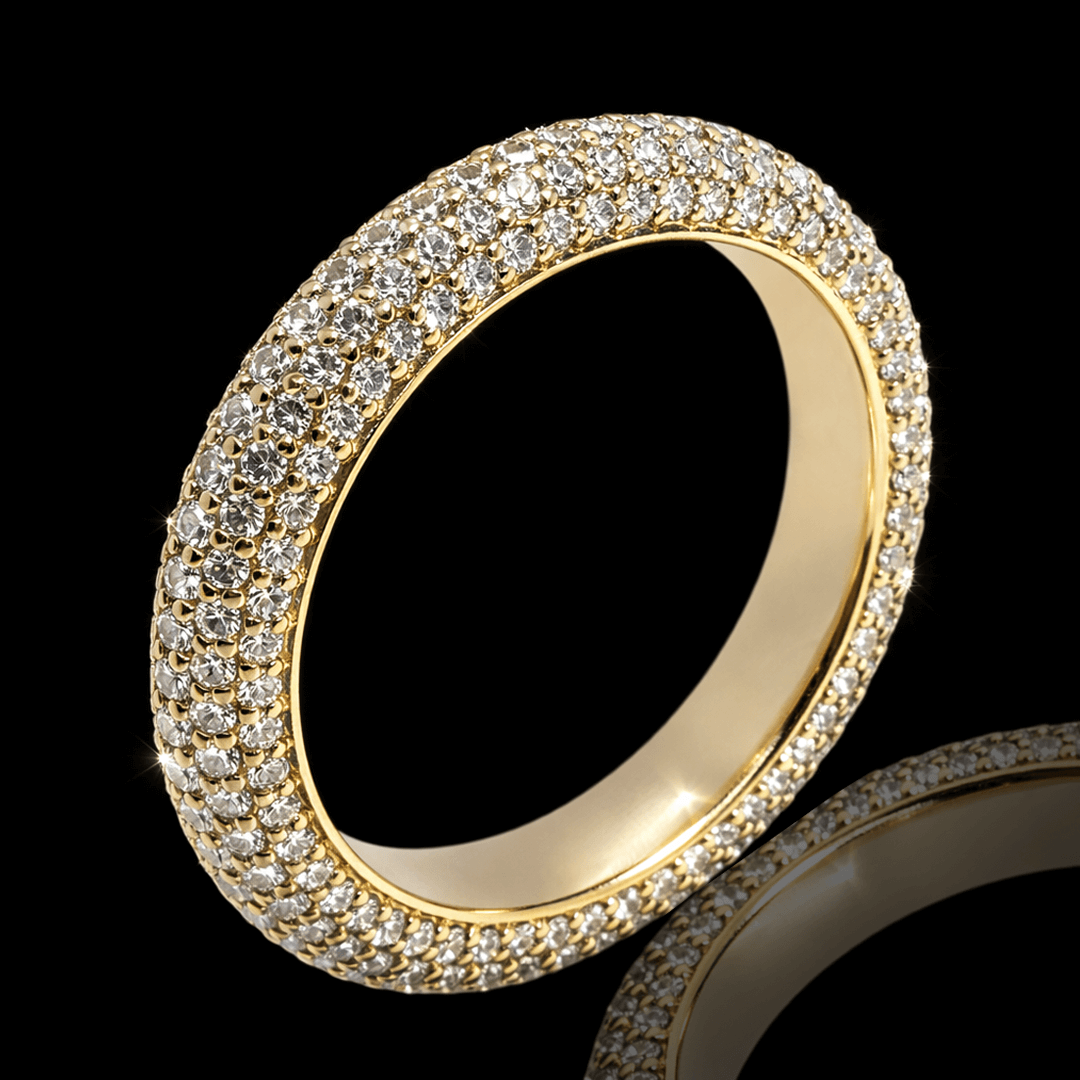 Geltono aukso žiedas su deimantais iki puses - 16.5