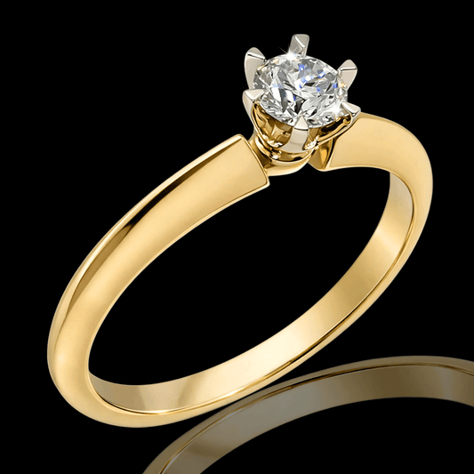 Geltono aukso žiedas su briliantu