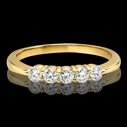 Geltono aukso žiedas su 5 briliantais