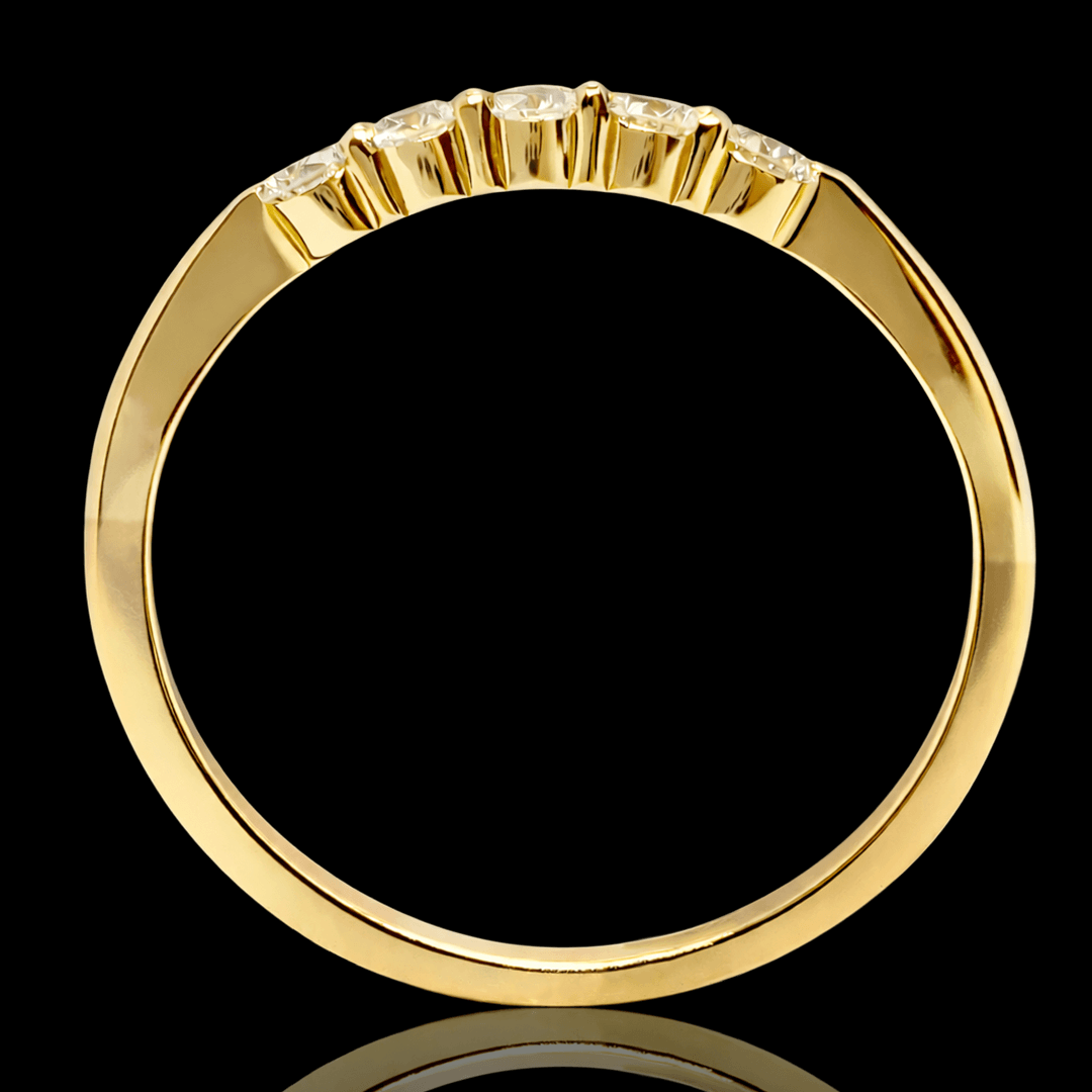 Geltono aukso žiedas su 5 briliantais