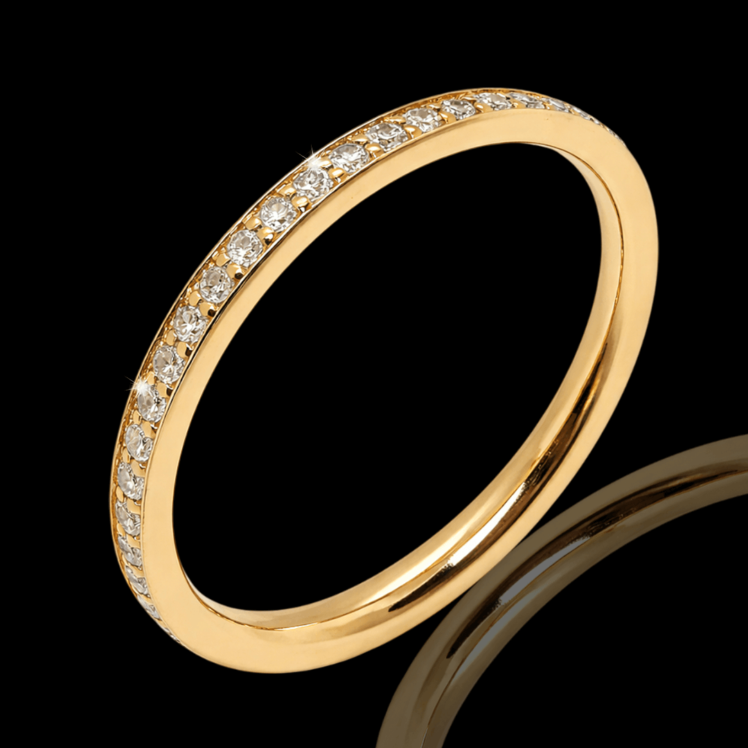 Geltono aukso žiedas su deimantais ratuku