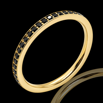 Geltono aukso žiedas su juodais deimantais ratuku
