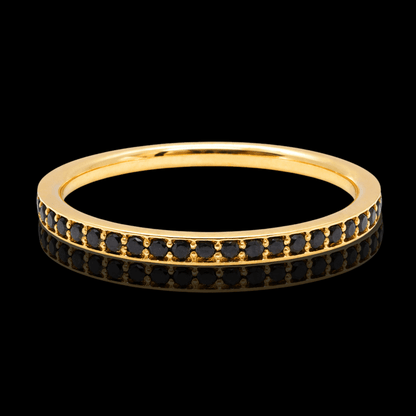 Geltono aukso žiedas su juodais deimantais ratuku