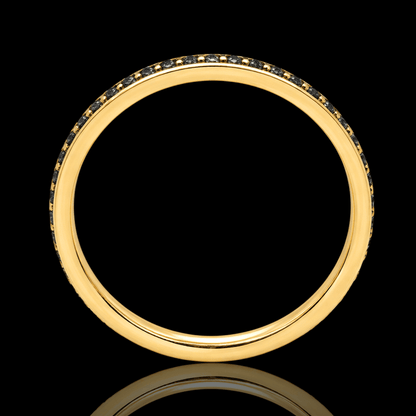 Geltono aukso žiedas su juodais deimantais ratuku