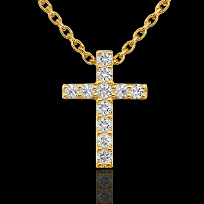 Geltono aukso kryžiukas su deimantais