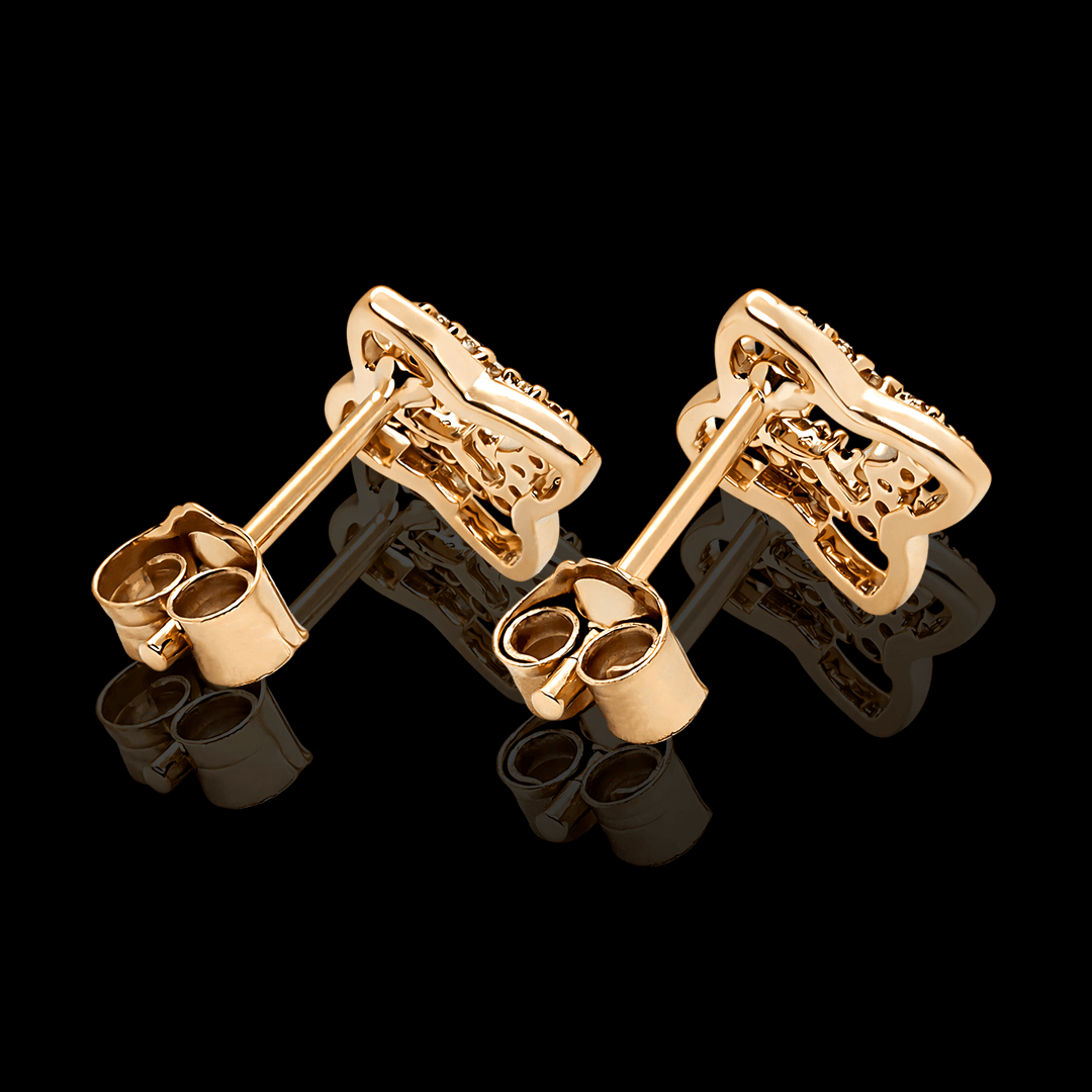 Raudono aukso auskarai "Gėlytės" su deimantais