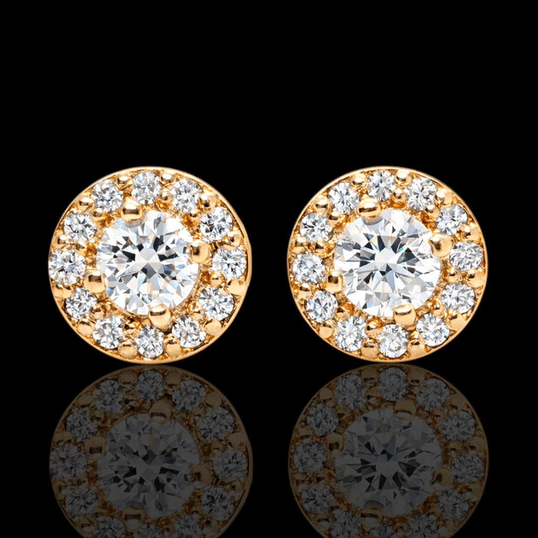 Raudono aukso auskarai su deimantais