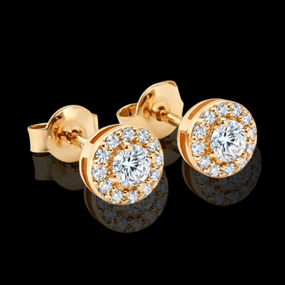 Raudono aukso auskarai su deimantais