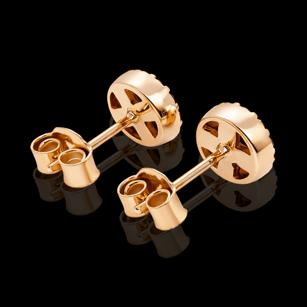 Raudono aukso auskarai su juodais deimantais