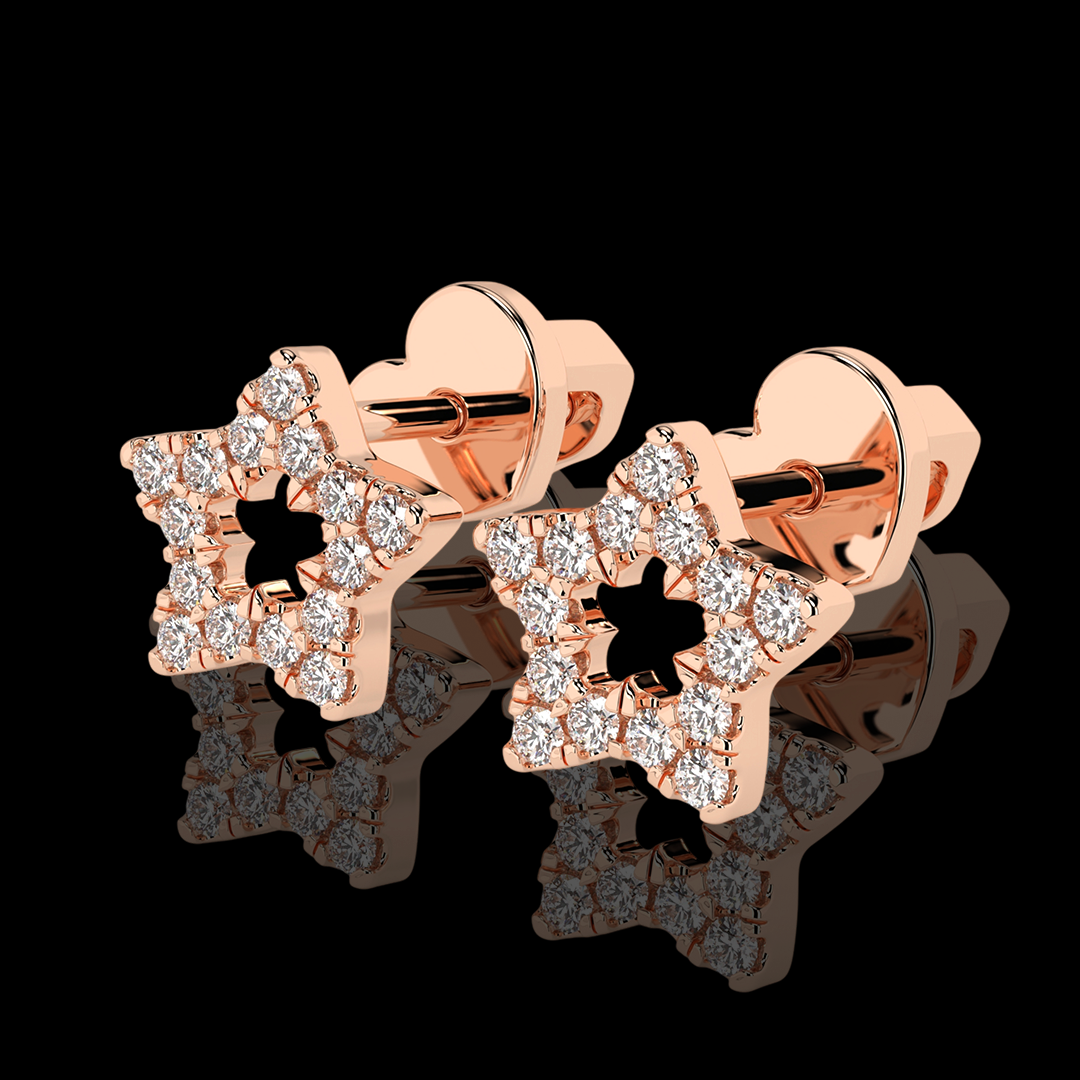 Raudono aukso auskarai "žvaigždutės"