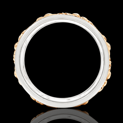 Raudono aukso ornamentinis žiedas su deimantais - 16.5