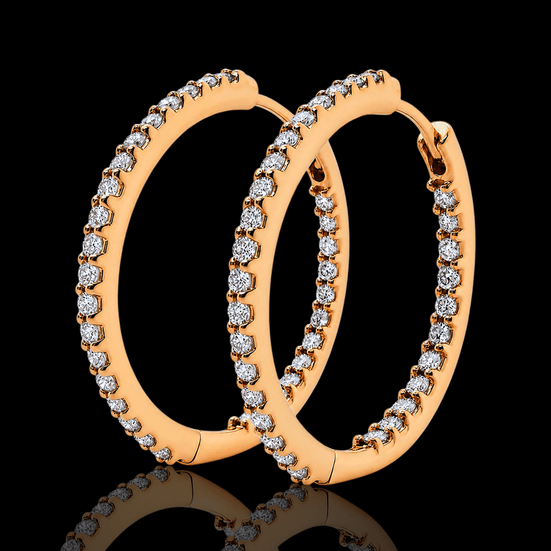 Raudono aukso auskarai rinkės su deimantais