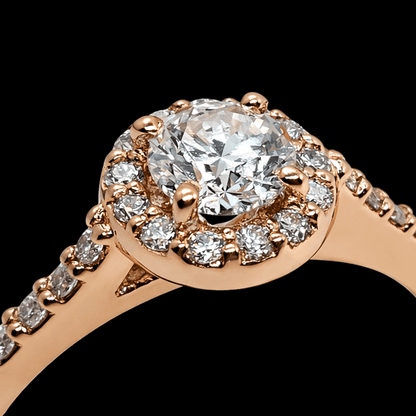 Raudono aukso žiedas su deimantais