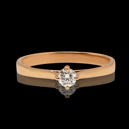 Raudono aukso sužadetuvių žiedas su deimantu