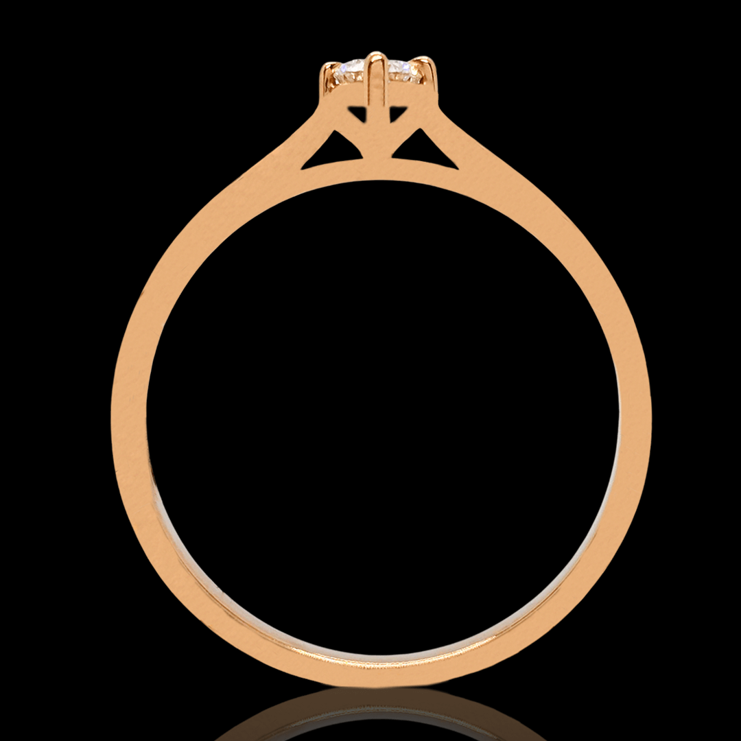 Raudono aukso sužadetuvių žiedas su deimantu