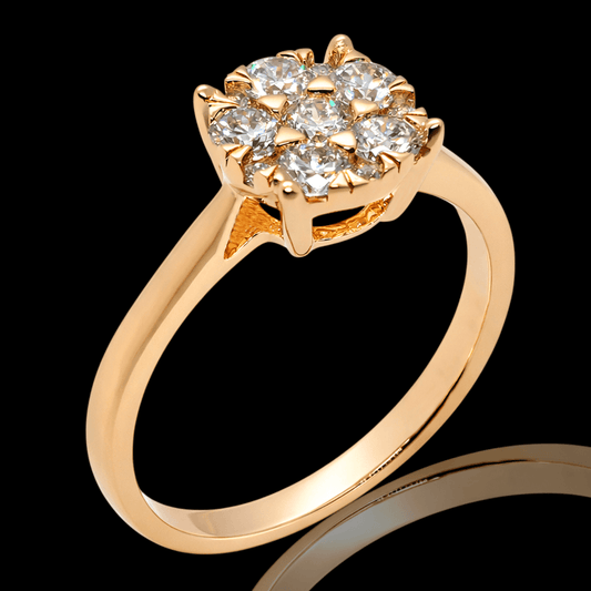 Raudono aukso sužadetuvių žiedas su deimantais