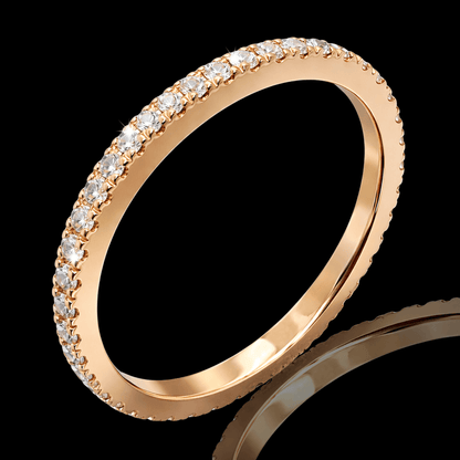 Raudono aukso žiedas su briliantais eilute