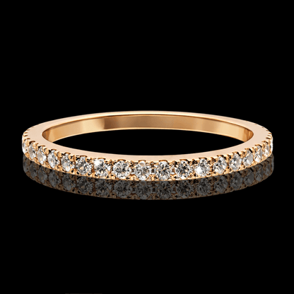 Raudono aukso žiedas su briliantais eilute