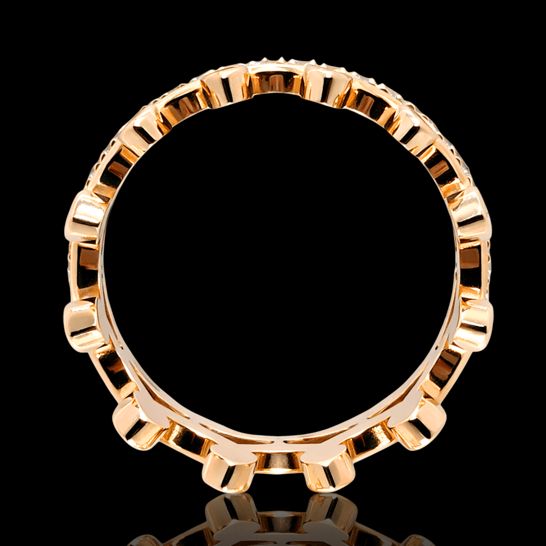 Raudono aukso žiedas karūna su briliantais