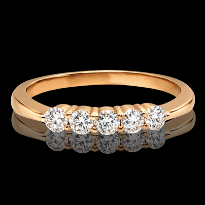 Raudono aukso žiedas su 5 briliantais