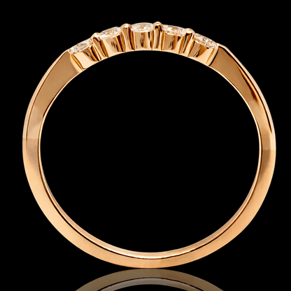 Raudono aukso žiedas su 5 briliantais