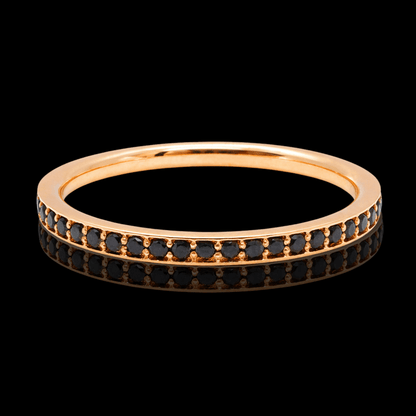 Raudono aukso žiedas su juodais deimantais ratuku