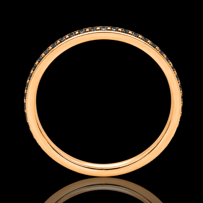 Raudono aukso žiedas su juodais deimantais ratuku