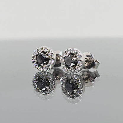 Balto aukso auskarai su juodais deimantais