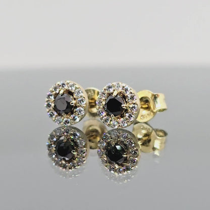 Geltono aukso auskarai su juodais deimantais