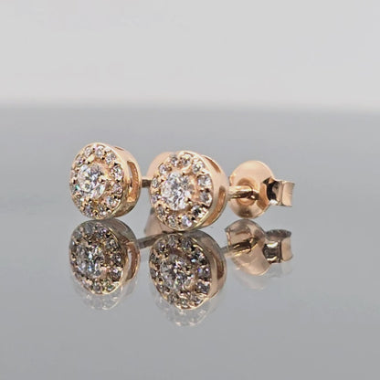 Raudono aukso auskarai su deimantais