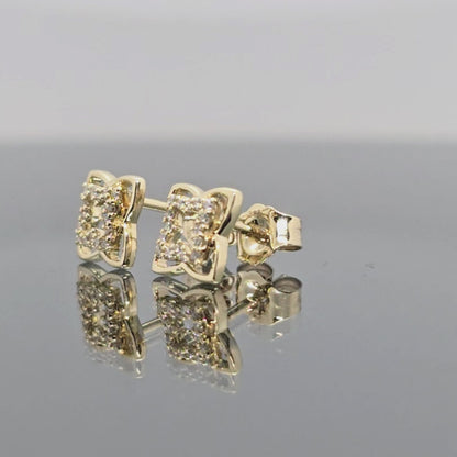 Geltono aukso auskarai "Gėlytės" su deimantais