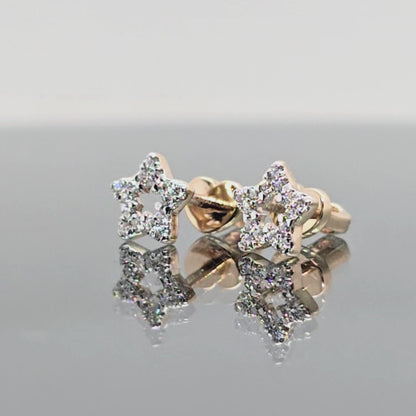 Raudono aukso auskarai "žvaigždutės"