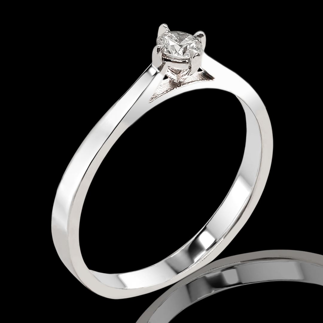 Balto aukso sužadetuvių žiedas su deimantu